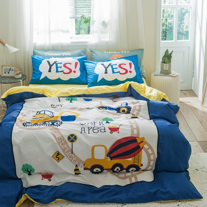 91家纺网 家纺一手货源 找家纺 加厚全棉刺绣四件套全棉卡通四件套大版四件套全棉三件套儿童 积木