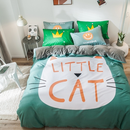 91家纺网 家纺一手货源 找家纺 （总）涵宸 chen新款绒-A棉大版B绒四件套