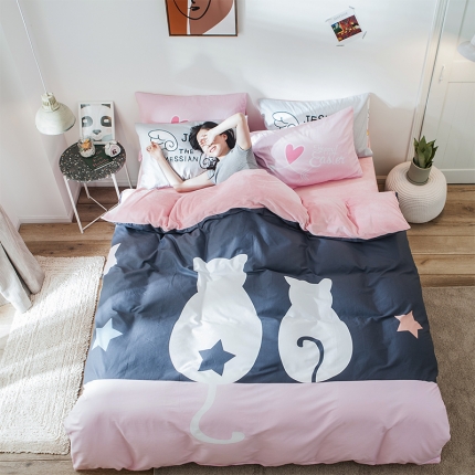 91家纺网 家纺一手货源 找家纺 （总）涵宸 chen新款绒-A棉大版B绒四件套