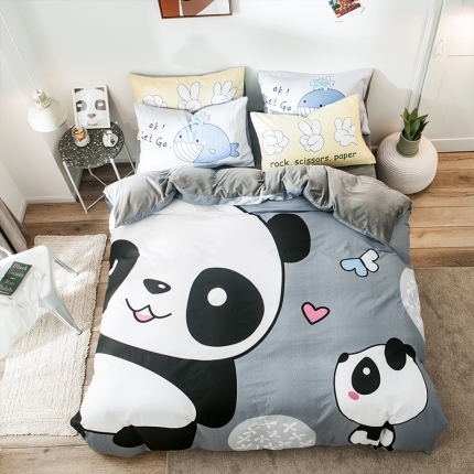 91家纺网 家纺一手货源 找家纺 （总）涵宸 chen新款绒-A棉大版B绒四件套