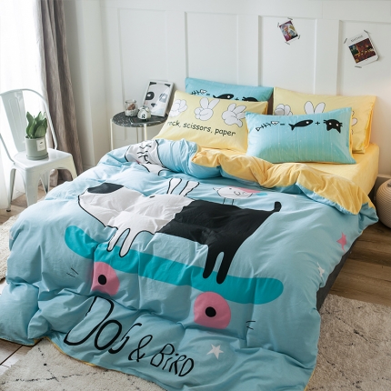 91家纺网 家纺一手货源 找家纺 （总）涵宸 chen新款绒-A棉大版B绒四件套