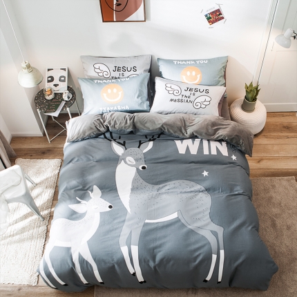 91家纺网 家纺一手货源 找家纺 （总）涵宸 chen新款绒-A棉大版B绒四件套