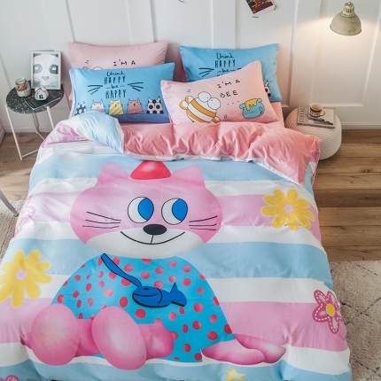 91家纺网 家纺一手货源 找家纺 （总）涵宸 chen新款绒-A棉大版B绒四件套