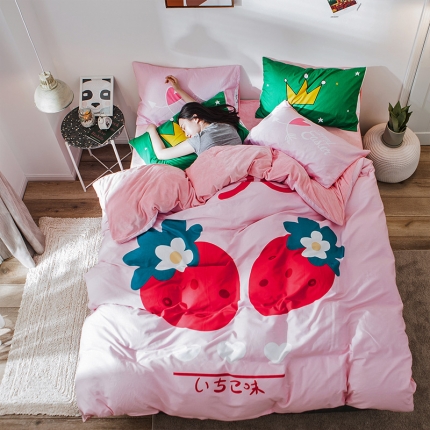 91家纺网 家纺一手货源 找家纺 （总）涵宸 chen新款绒-A棉大版B绒四件套