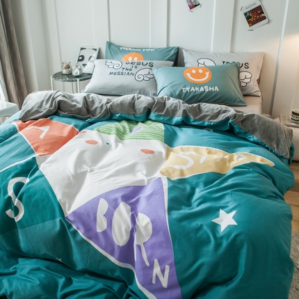 91家纺网 家纺一手货源 找家纺 （总）涵宸 chen新款绒-A棉大版B绒四件套