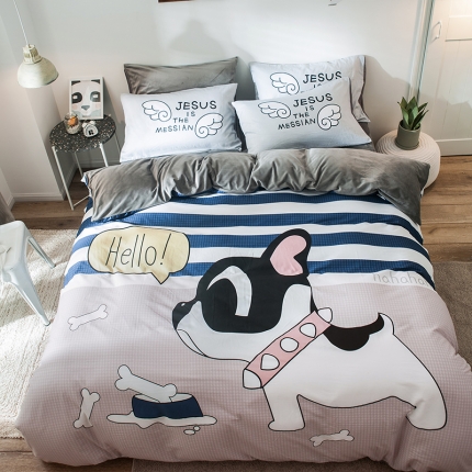 91家纺网 家纺一手货源 找家纺 （总）涵宸 chen新款绒-A棉大版B绒四件套