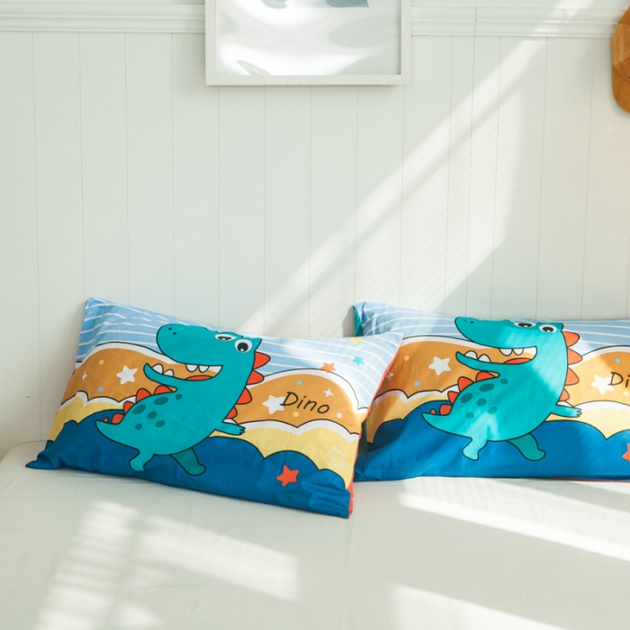 91家纺网 家纺一手货源 找家纺 涵宸 全棉枕套卡通枕套纯棉枕套儿童枕套48*74一对 恐龙园