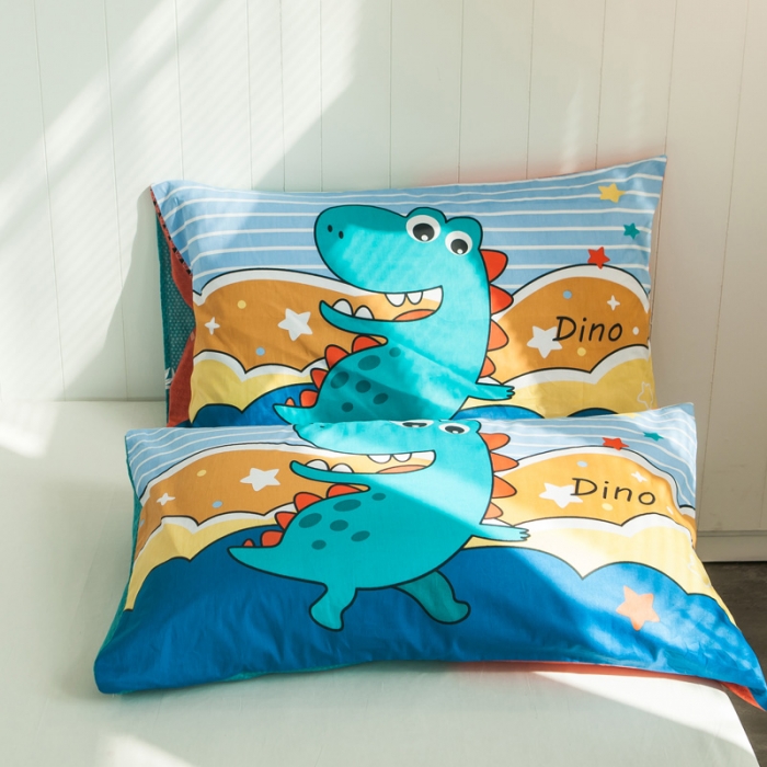 91家纺网 家纺一手货源 找家纺 涵宸 全棉枕套卡通枕套纯棉枕套儿童枕套48*74一对 恐龙园