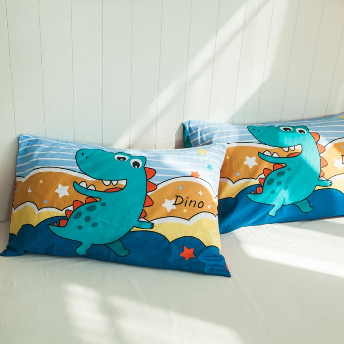 91家纺网 家纺一手货源 找家纺 涵宸 全棉枕套卡通枕套纯棉枕套儿童枕套48*74一对 恐龙园