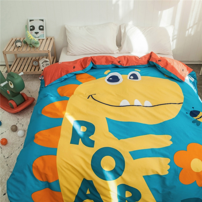 91家纺网 家纺一手货源 找家纺 单品大版全棉被套纯棉被套卡通儿童被套四件套学生单被套中华恐龙