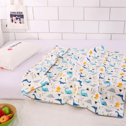 91家纺网 家纺一手货源 找家纺 十九色 2024新款 热卖 ins全棉儿童夏被 恐龙世界