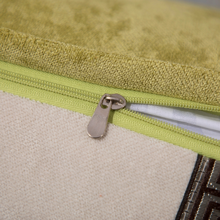 91家纺网 家纺一手货源 找家纺 希诺家居 中式简约雪尼尔拼接撞色沙发抱枕靠垫 绛雪春-绿色