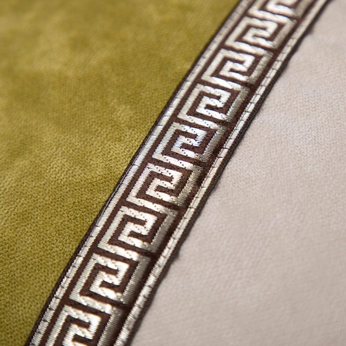 91家纺网 家纺一手货源 找家纺 希诺家居 中式简约雪尼尔拼接撞色沙发抱枕靠垫 绛雪春-绿色