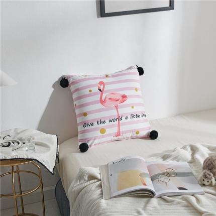 91家纺网 家纺一手货源 找家纺 （总）希诺家居 小清新毛球款双面数码印花水晶绒抱枕