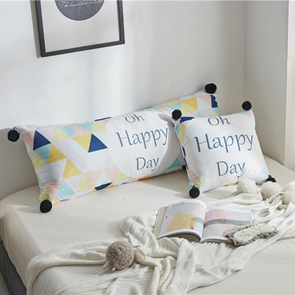 91家纺网 家纺一手货源 找家纺 （总）希诺家居ins毛球款双面数码印花水晶绒床头大靠垫可拆洗