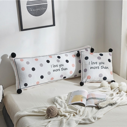 91家纺网 家纺一手货源 找家纺 希诺ins毛球款双面数码印花水晶绒床头大靠垫可拆洗 彩色波点