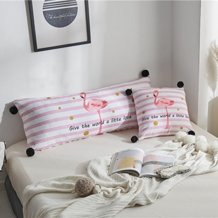 91家纺网 家纺一手货源 找家纺 希诺ins毛球款双面数码印花水晶绒床头大靠垫可拆洗 粉红火鸟