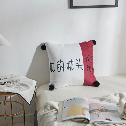 91家纺网 家纺一手货源 找家纺 希诺家居 小清新毛球款双面数码印花水晶绒抱枕 她的枕头