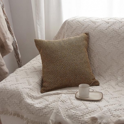 希诺家居 2018新款毛线针织抱枕沙发靠垫姜黄色