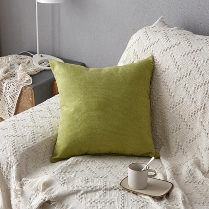 91家纺网 家纺一手货源 找家纺 希诺家居 纯色素色雪尼尔棉花线抱枕北欧风港式风沙发靠垫 绿色