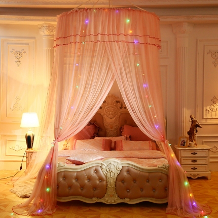 91家纺网 家纺一手货源 找家纺 雪姿2023新品三开门直径1.2米圆顶蚊帐-星空 玉色