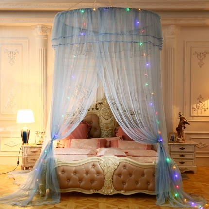 91家纺网 家纺一手货源 找家纺 雪姿2023新品三开门直径1.2米圆顶蚊帐-星空 灰色