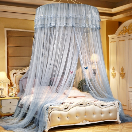 91家纺网 家纺一手货源 找家纺 雪姿2023新品单开门直径1.2米圆顶蚊帐-兰馨 灰色