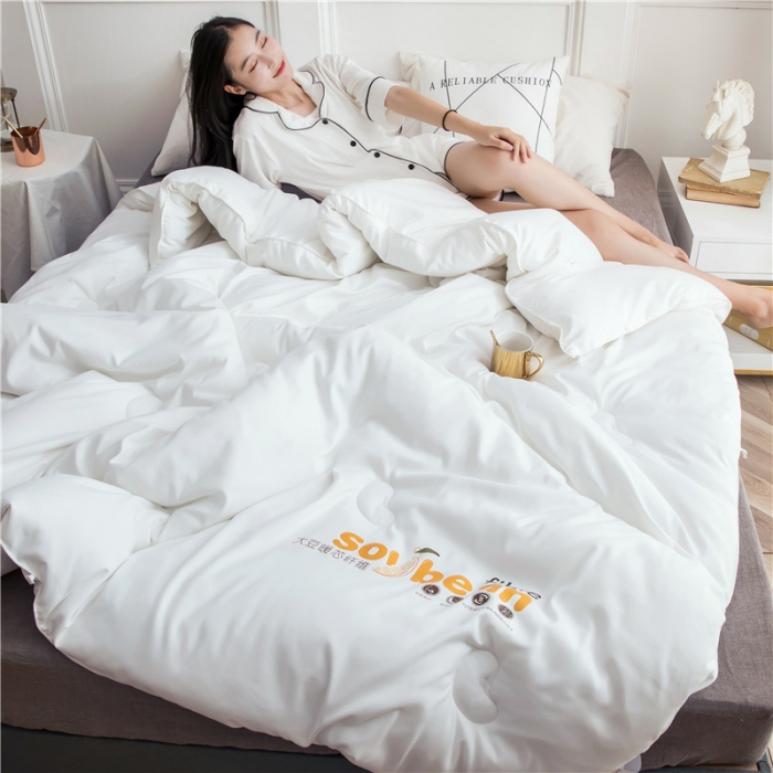 91家纺网 家纺一手货源 找家纺 大豆纤维加厚保暖冬被四季被春秋被子母被被子被芯  白色