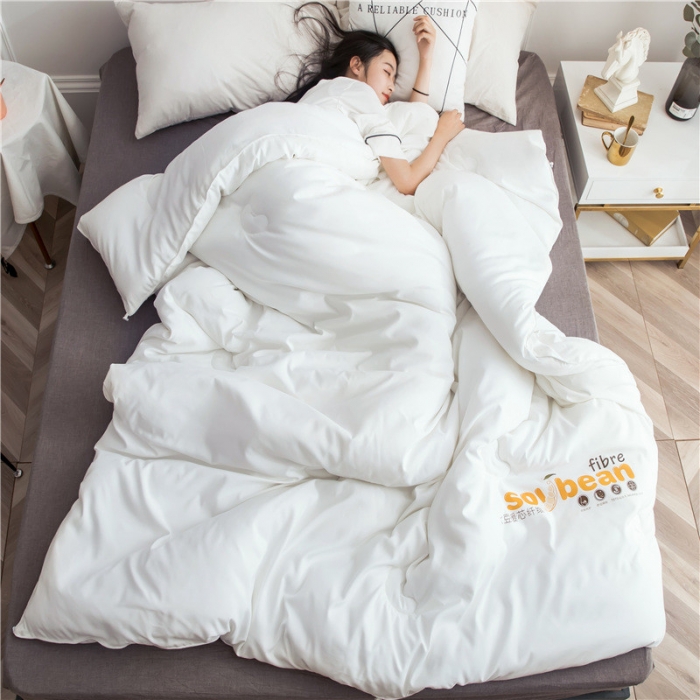 91家纺网 家纺一手货源 找家纺 大豆纤维加厚保暖冬被四季被春秋被子母被被子被芯  白色