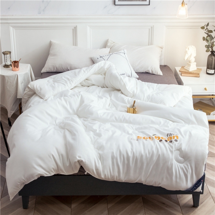 91家纺网 家纺一手货源 找家纺 大豆纤维加厚保暖冬被四季被春秋被子母被被子被芯  白色