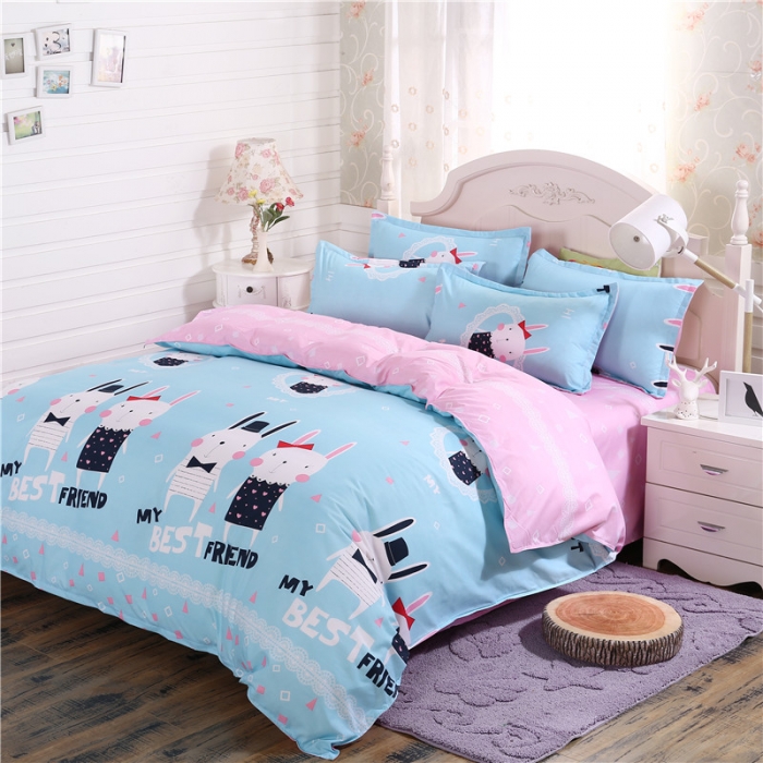 91家纺网 家纺一手货源 找家纺 米粒家纺 2018新品芦荟棉四件套好朋友