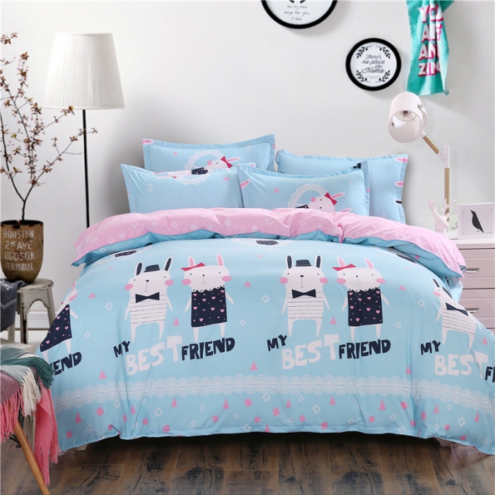 91家纺网 家纺一手货源 找家纺 米粒家纺 2018新品芦荟棉四件套好朋友