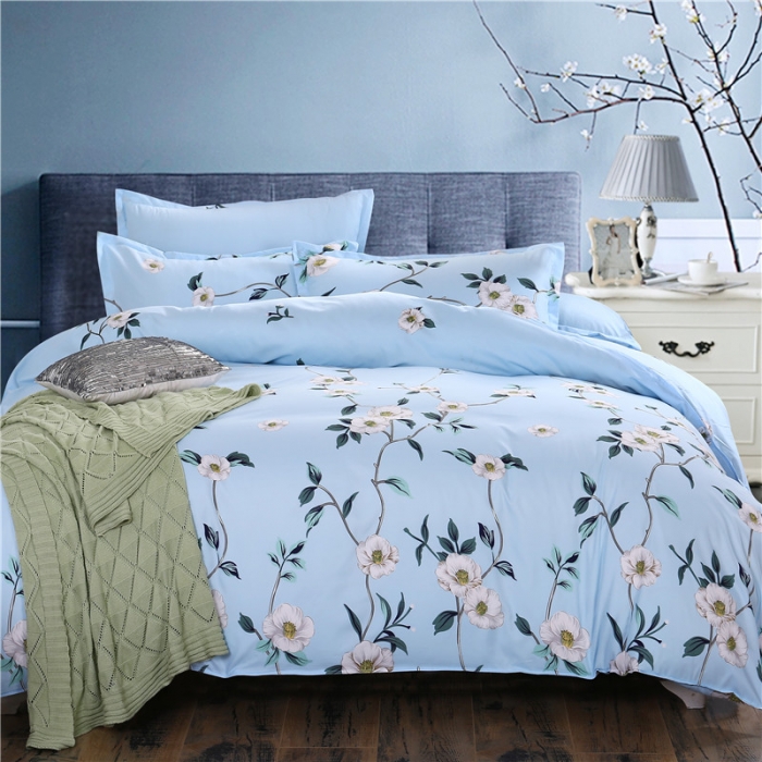 91家纺网 家纺一手货源 找家纺 米粒家纺 2018新品芦荟棉四件套瑾年寻芳