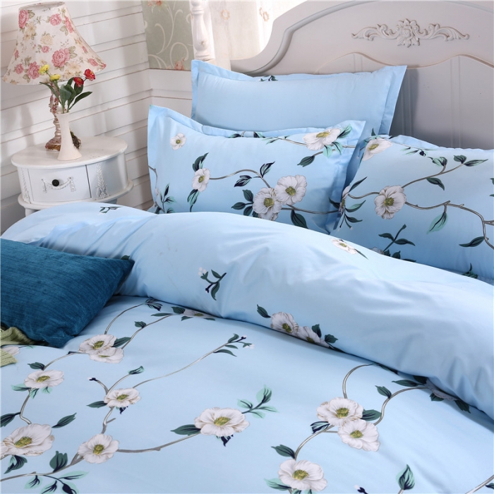 91家纺网 家纺一手货源 找家纺 米粒家纺 2018新品芦荟棉四件套瑾年寻芳