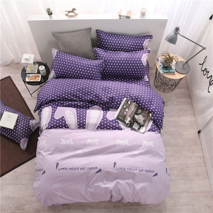 91家纺网 家纺一手货源 找家纺 米粒家纺 2018新品芦荟棉四件套萌萌兔