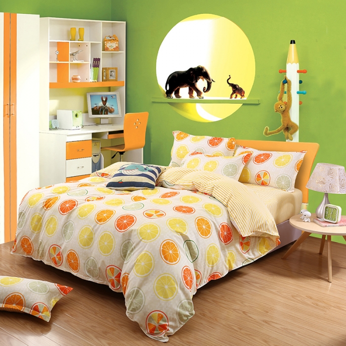 91家纺网 家纺一手货源 找家纺 米粒家纺 2018新品芦荟棉四件套柠檬C