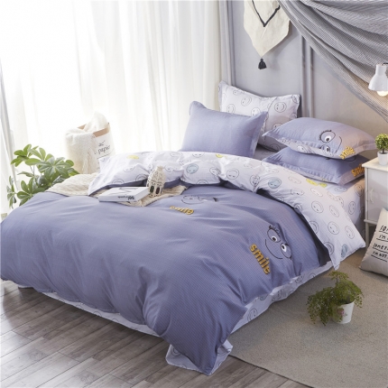 91家纺网 家纺一手货源 找家纺 米粒家纺 2018新品芦荟棉四件套笑颜