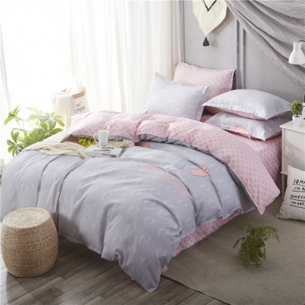 91家纺网 家纺一手货源 找家纺 米粒家纺 2018新品芦荟棉四件套小脚丫