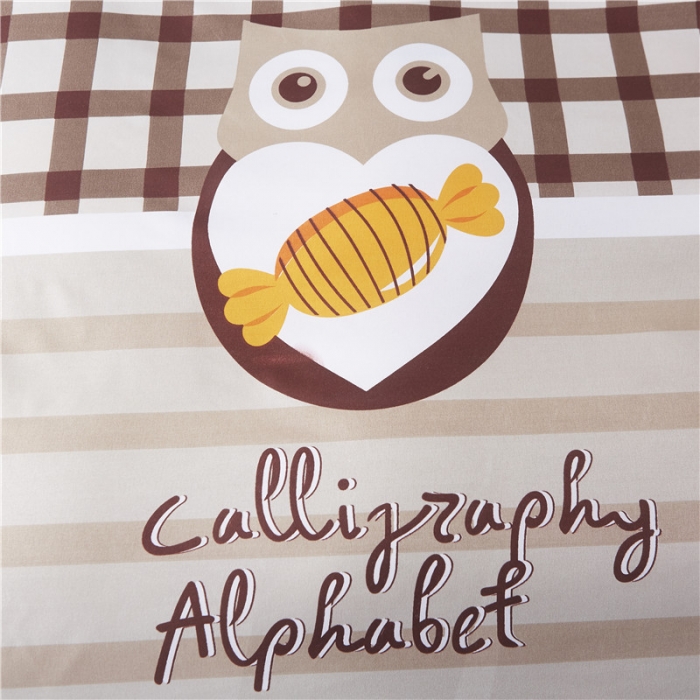 91家纺网 家纺一手货源 找家纺 米粒家纺 2018新品芦荟棉四件套猫头鹰