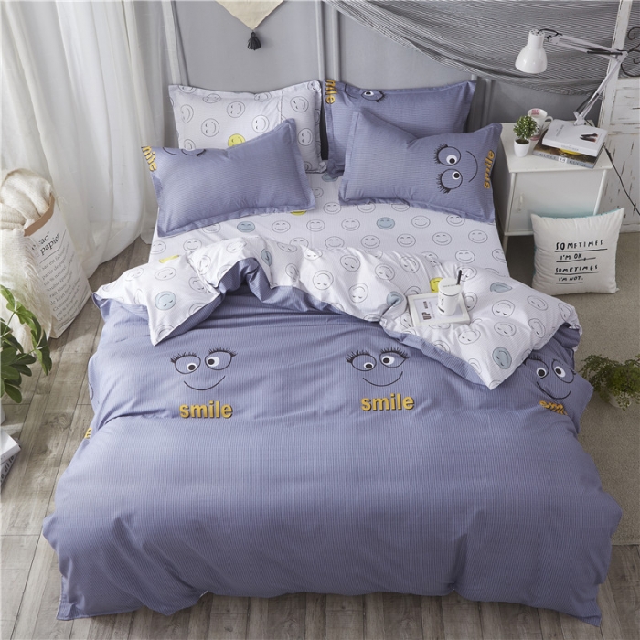 91家纺网 家纺一手货源 找家纺 米粒家纺 2018新品芦荟棉四件套笑颜