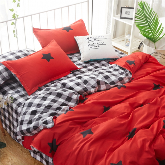 91家纺网 家纺一手货源 找家纺 米粒家纺 2018新品芦荟棉四件套星星