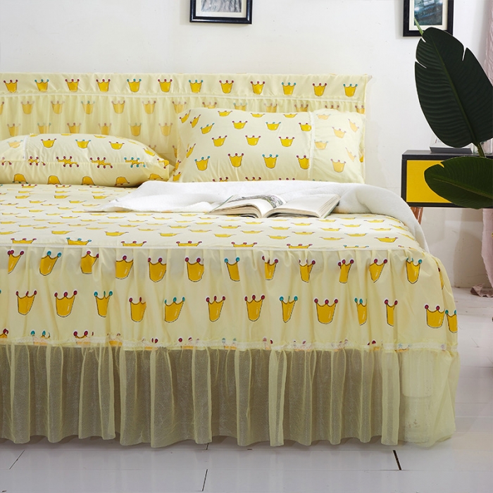 91家纺网 家纺一手货源 找家纺 米粒家纺 磨毛床裙系列 皇冠