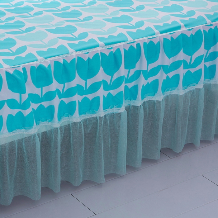 91家纺网 家纺一手货源 找家纺 米粒家纺 磨毛床裙系列 蓝色约定