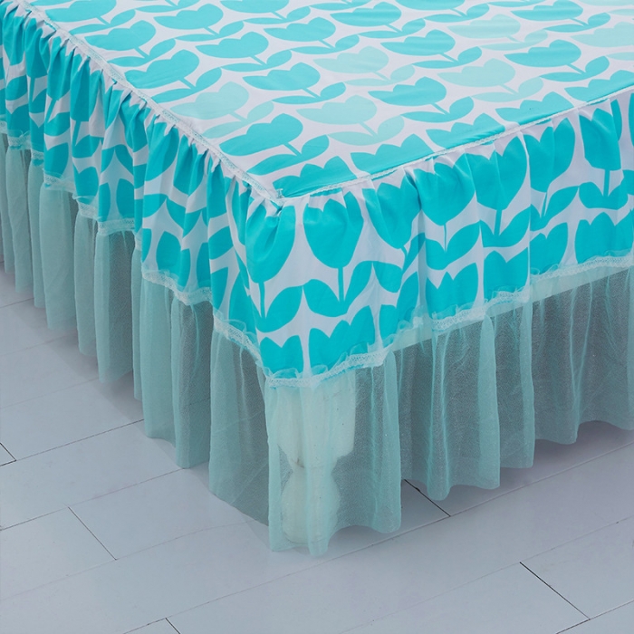 91家纺网 家纺一手货源 找家纺 米粒家纺 磨毛床裙系列 蓝色约定