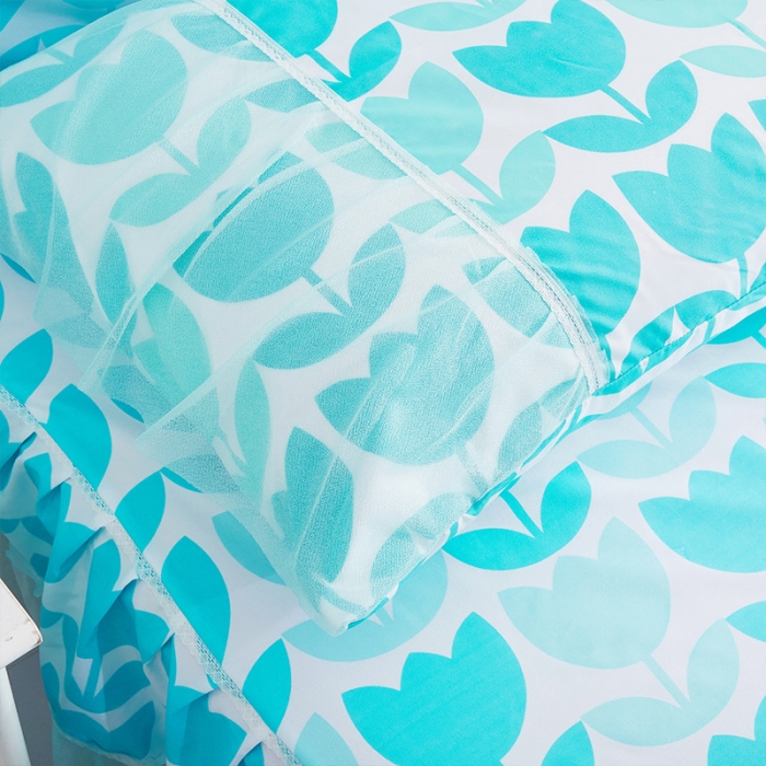 91家纺网 家纺一手货源 找家纺 米粒家纺 磨毛床裙系列 蓝色约定