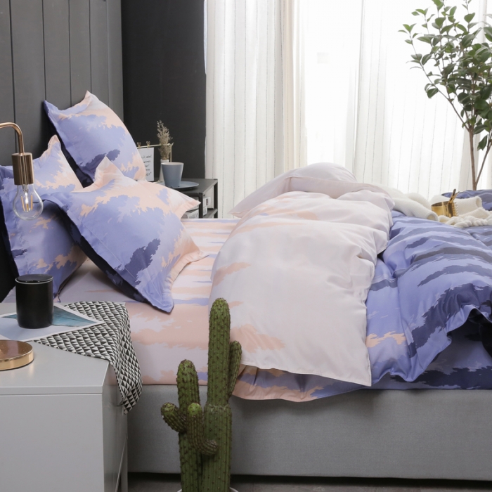 91家纺网 家纺一手货源 找家纺 米粒家纺 2018新款亲肤活性印花四件套宁静