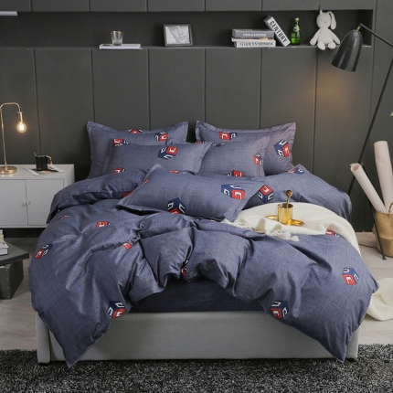 91家纺网 家纺一手货源 找家纺 米粒家纺 2018新品芦荟棉四件套 快乐魔方