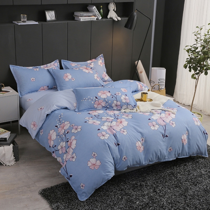 91家纺网 家纺一手货源 找家纺 米粒家纺 2018新品芦荟棉四件套 花花世界