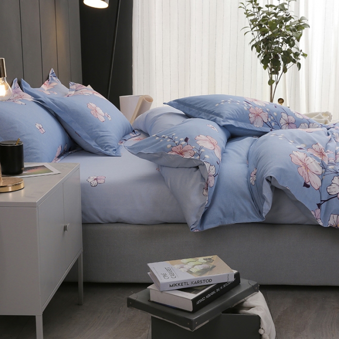 91家纺网 家纺一手货源 找家纺 米粒家纺 2018新品芦荟棉四件套 花花世界