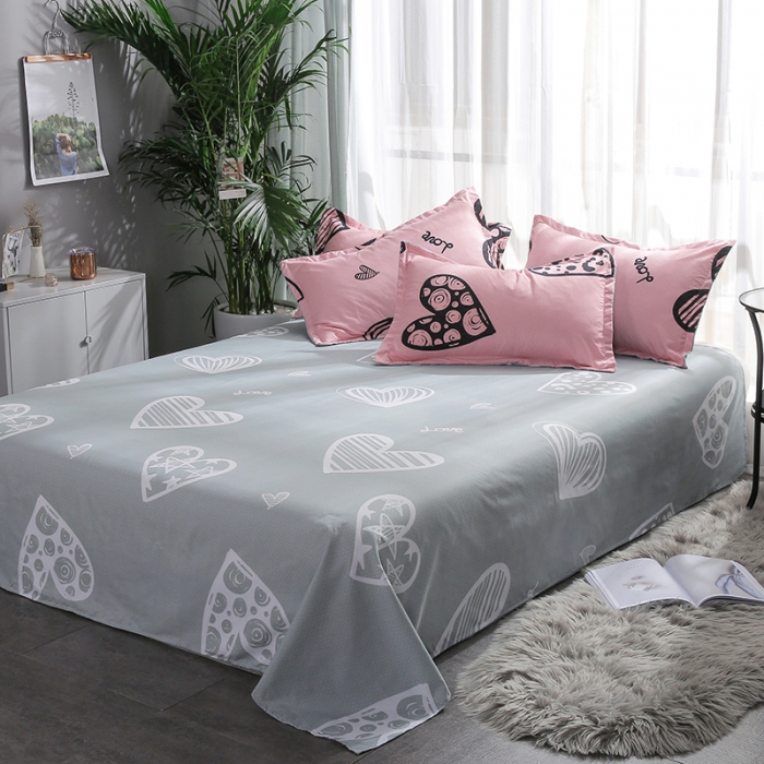 91家纺网 家纺一手货源 找家纺 米粒 2019新款芦荟棉活性印花套件 粉红佳人